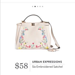 Urban Expressions Embroidered Satchel Purse